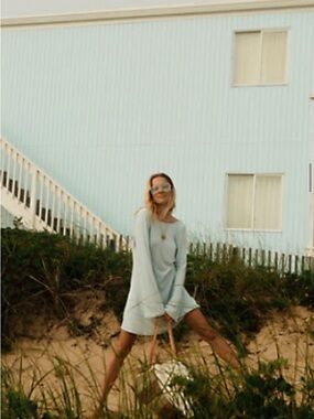 Free People Light Blue Long Low Back Dress